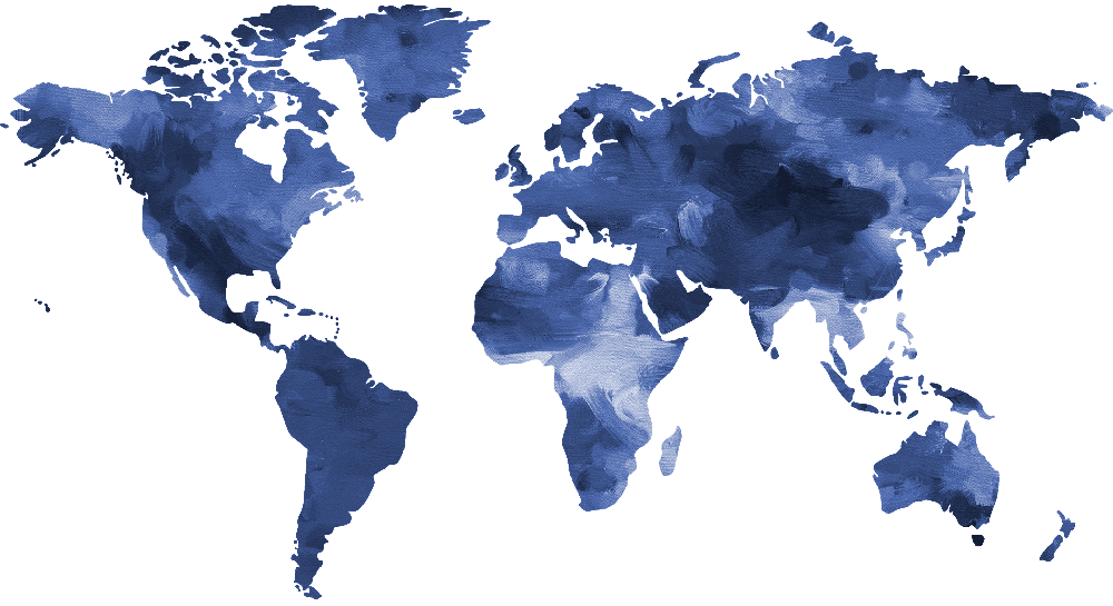 Blue world map on a white background