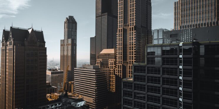 A view of crowded city buildings